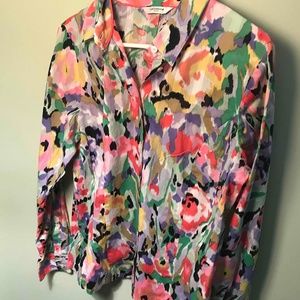 Liz Claiborne Women Blouse Multi-Color Fun Pattern